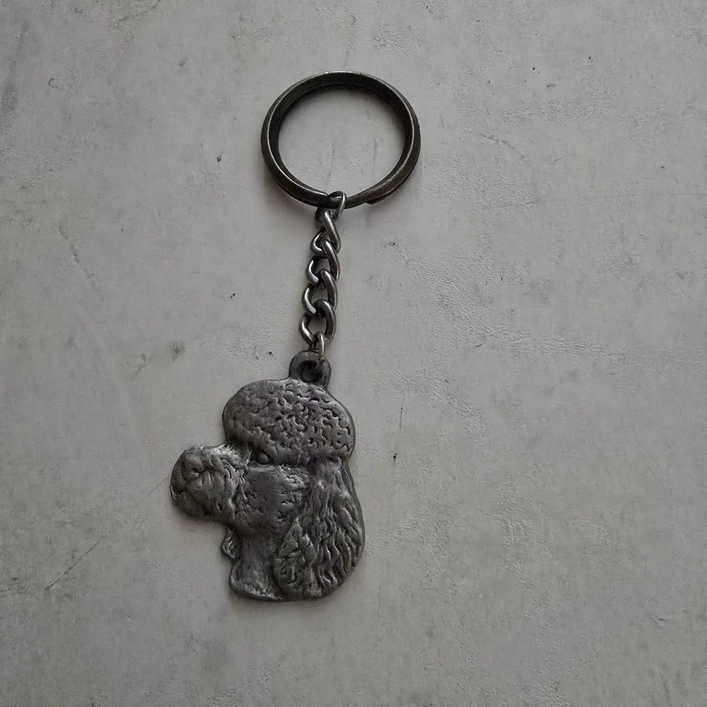 Vintage 1982 Rawcliffe Pewter I Love My Poodle Dog Keychain P Davis 424